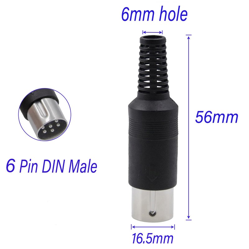 SHUKEFER 6 Pin DIN Connector 2PCS 6 Pin DIN Male