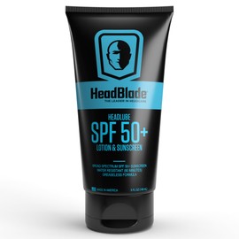 HeadBlade HeadLube SPF 50 Men's Lotion and Sunscreen - No Greasiness, Sweat Resistant, Formulated for Face, Body & Scalps - Water Resistant for 80 Minutes, 5 fl oz
