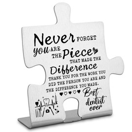 Thank you Appreciation gifts for Dentist Decor Sign, Going Away Gift Retirement Gift for Dentist, Never forget you are the Piece that Made the Difference, Unique Gifts for Dentist-DX143