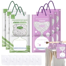 Hängender Entfeuchtungsbeutel,Kleiderschrank Feuchtigkeitsabsorber,Entfeuchter Schrank,6 Pack Trockenmittel-Tasche,Hänge Luftentfeuchter,Luftentfeuchter Beutel zum Hängen,für Keller/Schlafzimmer
