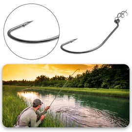 Be In Your Mind Pack of 10 #2/0 Offset Hooks with Bait Holder Swimbait Hooks with Centring Spring Pin for Soft Plastic Swimming Baits and Worm Baits 4.9 x 2.6 cm