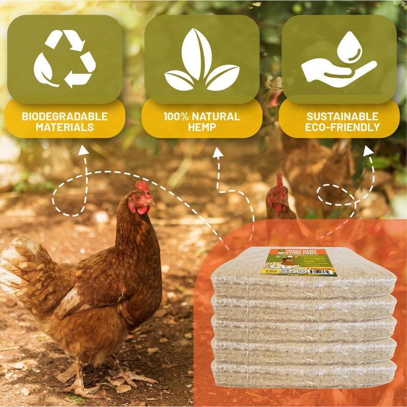 HURDZ HEMP Nesting Pads for Chicken Coop 13”x13-100% Natural, Super