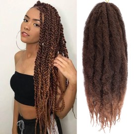 RuiYok 24 Inch Marley Twist Crochet Braids 8 Packs Ombre Marley Twist Braiding Hair for Women Long Afro Kinky Springy Twist Braiding Hair Jumbo Marley Hair for Faux Locs Crochet Hair Extensions T30#