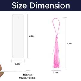 LIZOIDZSM 45 Pcs sublimation bookmarks，sublimation bookmark blank Aluminum Metal Bookmarks Bulk DIY Bookmarks with Hole and Colorful Tassels for Crafts Reading School Office Supplies, White