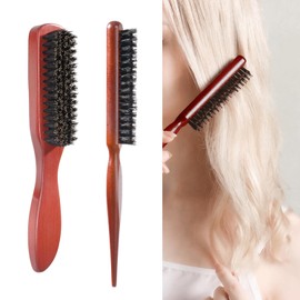 2 Pcs Boar Bristle Hair Brush, Comb and Shear Tools Comfortable Grip Easy to Carry, Suitable for Trimming and Combing Long Thick Curly Thin Thick Hair Beard