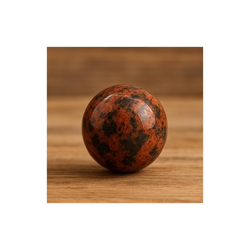 Pandiui23 Natural Polished Red Obsidian Ball, Polished Crystal with Energy