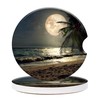 2 Pack Universal Ceramic Car Coasters Tropical Beach Palm Tree