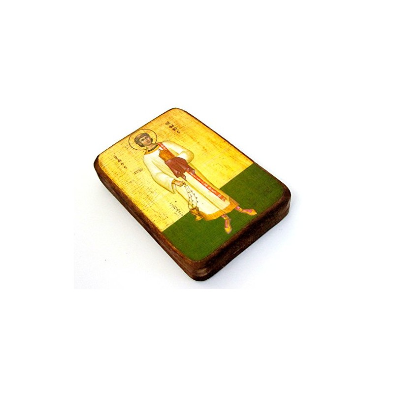 Wooden Greek Christian Orthodox Wood Icon of Saint Stefanos Stephen