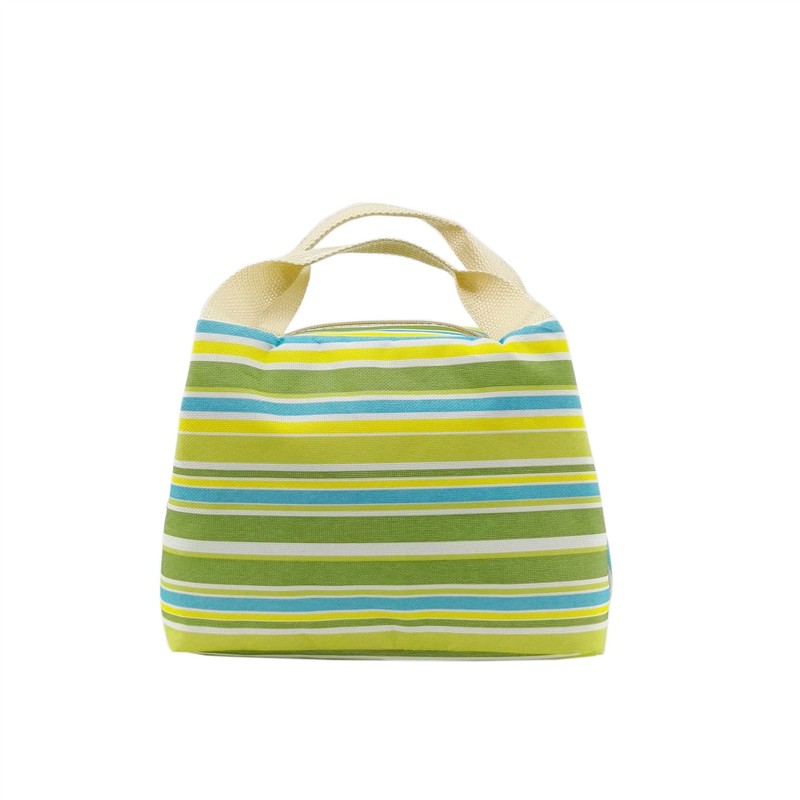 Vinsani Insulated Striped Canvas Thermal Lunch Bag Reusable Portable Cooler