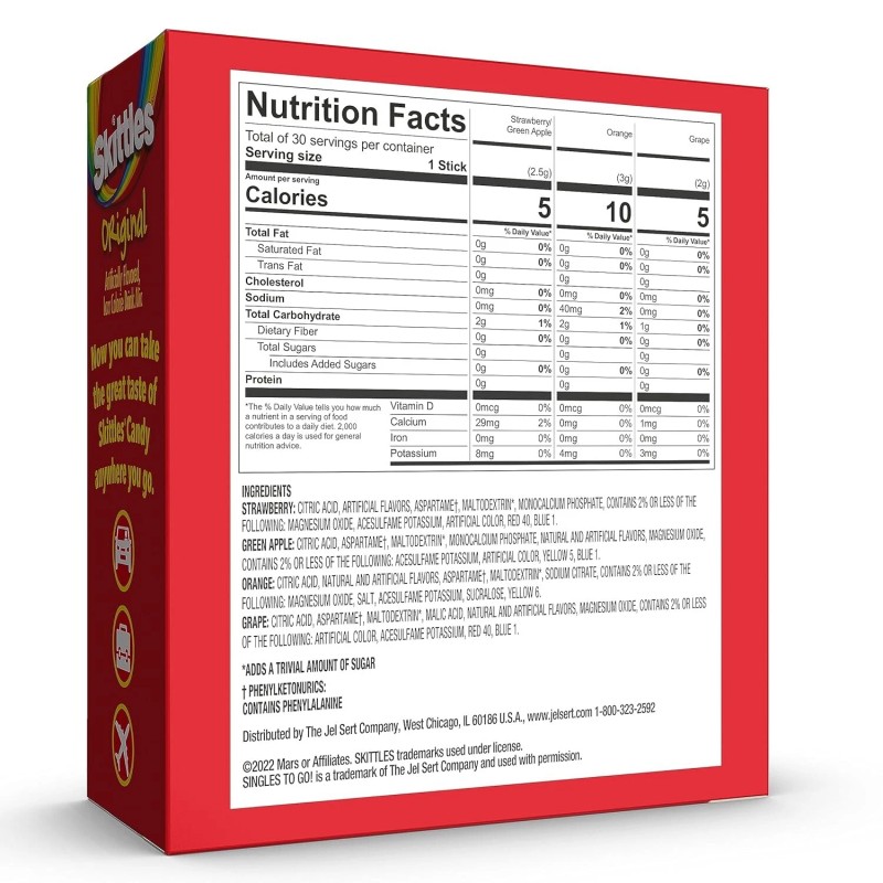 Skittles Singles To Go Variety Pack, Powdered Drink Mix, Zero