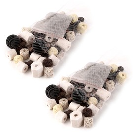 YAYODS Pack of 2 Aquarium Filter Media - Ceramic Rings Biological Filter for Aquariums - Aquarium Filter Material for Aquarium, Pond, Waterfall Fountain (12-in-1, 840 g)