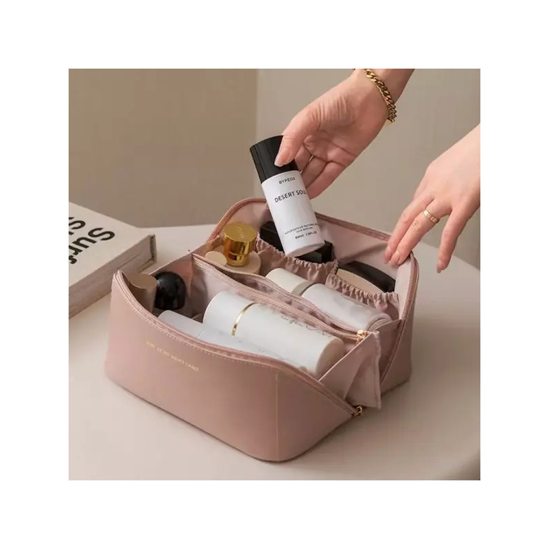 여성용 대용량 메이크업 가방 가죽 다기능 세면 용품 정리함 휴대용