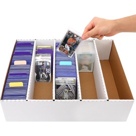 EBOAUSI 5 Row Trading Card Storage Box Holds 3950-count,1 Pack Cardboard Storage Box with Divider+index Label,Trading Card Dividers for Tcg,Sports,Mtg Cards