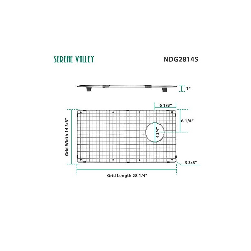 Serene Valley Sink Bottom Grid 28-1/4" x 14-3/8", Side Drain