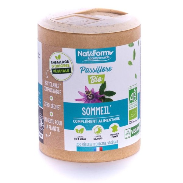 Nat & Form Passiflore Bio 200 Gélules Végétales Eco