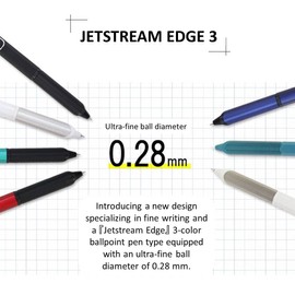 uni Jetstream EDGE 3,0.28 3Colors Ballpoint Pen Two-Tone Turquoise Body(SXE3250328T71)＋Jetstream EDGE 0.28mm Ballpoint pen refill 3Colors（SXR-203-28 Black Red Blue）/amazdone Sticky Notes Value Set