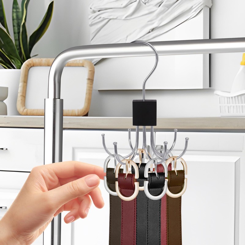 Niuoppy 360°Swivel Belt Hanger for Wardrobe, Belt Hangers for Men,