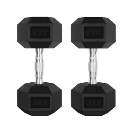 RitFit 30LB Dumbbells Set of 2 Rubber Encased Dumbbell Sets with Optional Rack for Home Gym, Coated Hand Weights for Strength Training, Workouts