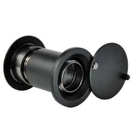 Door Viewer Brass with Privacy Screen, Drill Hole Diameter 27 mm, Spy for Door Leaves, Wide Angle Door Viewer 200° for 40-70 mm Front Door, High-Quality Real Glass Lens (Matte Black)