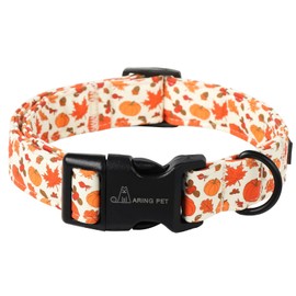 ARING PET Fall Dog Collars, Cute Autumn Pumpkin Maple Leaves Pet Collar with Quick Release Buckle for Small Medium Large Girl Boy Dogs-L