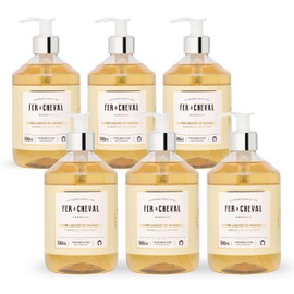 Fer à Cheval Liquid Marseille Soap Set of 6, White Tea & Yuzu, 500ml/16.9 fl oz Bottles, Organic Plant-Based French Hand Soap, Gentle Everyday Cleansing