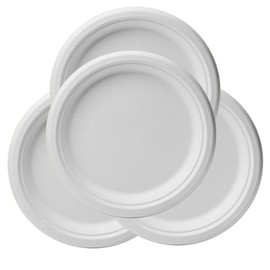 ShreeFit 50Pcs Paper Plates Disposable Party Round Dishes for Birthday Wedding Events Anniversary BBQs Picnics Suitable for Hot & Cold Food (9 inch)