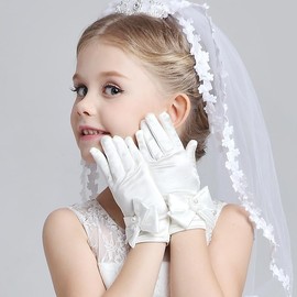Harrington Marley White Colour Satin First Holy Communion Girls Gloves Child's Flower Girl Glove, Children's Gloves Kids