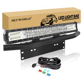SKYWORLD LED Light Bar, 23 inch 324W Spot Flood Combo Beam Work Driving Lamp with License Plate Mounting Bracket Holder 12V Wiring Harness Kit for Auto Truck Car ATV SUV 4X4 Offroad
