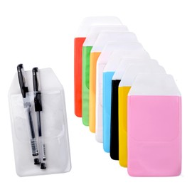 WANDIC Pocket Protectors, 32 Pcs 8 Colors Plastic Waterproof Badge Holders Name Tag ID Card Holders School Hospital Office Supplies for Pen Leaks