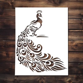 Peacock Stencil Template - Reusable Bird Peacock Birds Stencils for Painting on Wood, Glass, Wall, Rock, Walls, Canvas, Glassware, Spray Painting, Airbrushing 5"x 11"