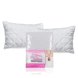 Home Sweet Home UK Quilted Pillow Protectors 2 Pack Envelope Closure - 100% Polyester Super Soft Hollowfiber Padded Pillow Protectors - Hypoallergenic Anti Dust Mite Pillow Protector (48cm x 74cm)