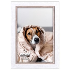 Malden International Designs 4 x 6 Two Tone White and Taupe Picture Frame