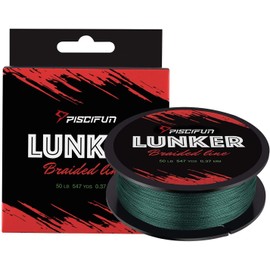 Piscifun Lunker Braided Fishing Line, Zero Stretch Thinner Diameter Line, Abrasion Resistant Braided Lines, Green 30LB 300YDS