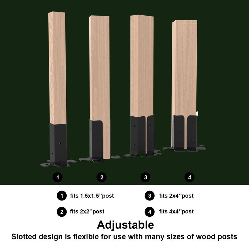 4 PCS Adjustable Fence Post Brackets Post Support, Fit Wood