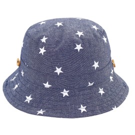 ANIMQUE Baby Kids Fishing Hat Beach Hat Cotton Summer Spring Hat Sun Hat Star Motif, Dark blue star motif