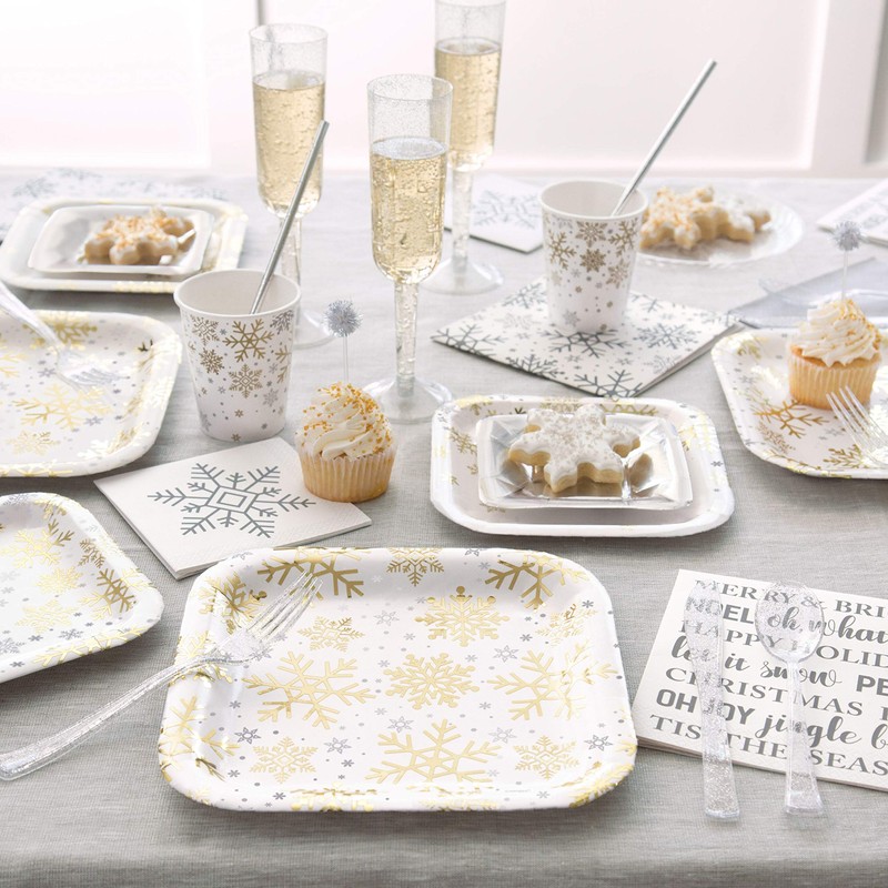 Unique Party 77232 - Silver and Gold Snowflakes Christmas Holiday