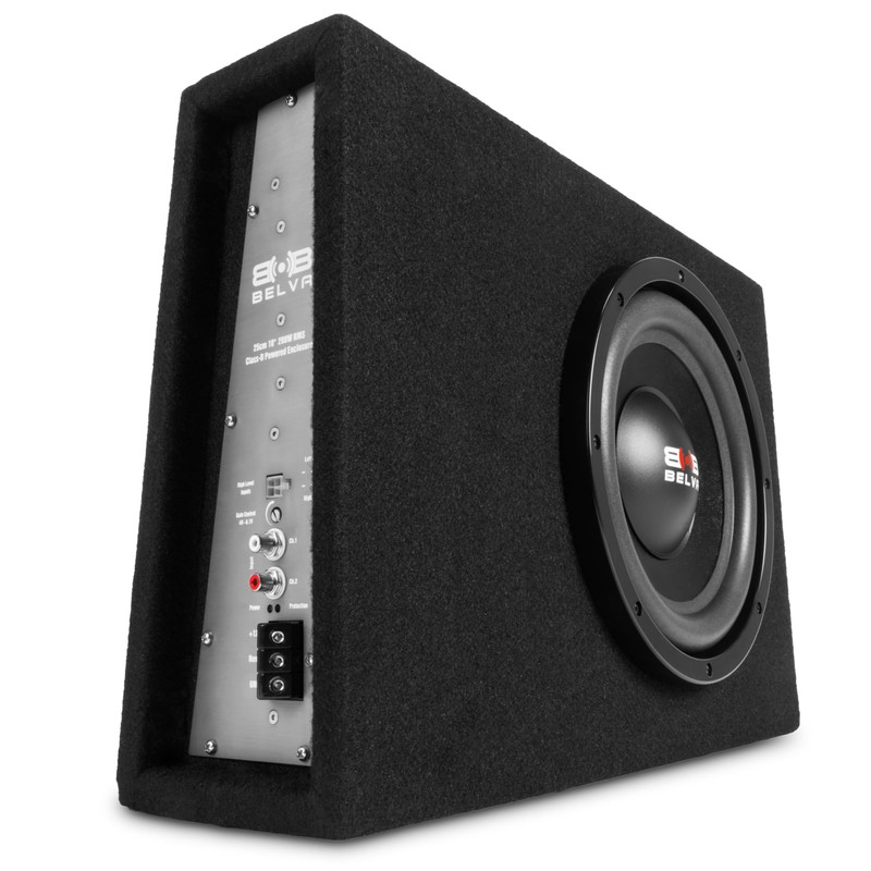 BELVA BPKG10T 600W Peak 10" Shallow-Mount Angled Amplified Loaded Subwoofer