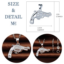 MicLee Women's Necklace Pistol 925 Sterling Silver Cubic Zirconia Pendant Chain with Gift Bag Great Gift for Boyfriend Girlfriend, Silver Cubic Zirconia, Cubic Zirconia