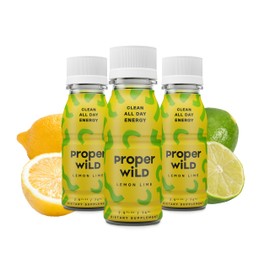 Proper Wild Vegan Energy Shots with L-Theanine & Organic Caffeine – Clean, Plant-Based Energy Drink, Gluten-Free, GMO-Free, Dairy-Free, Stevia-Free, Soy-Free – Lemon Lime, 2.5 fl oz (6 Pack)