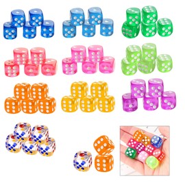 100Pcs Dice Set, 10 Colors 14mm Game Dice, 6 Sided Translucent Acrylic Dice Set for Math Teaching, Bar Entertainment Accessories, Party Favor