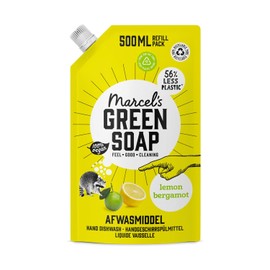 Marcel's Green Soap - Washing Up Liquid Refill Bag Lemon & Bergamot - Refill Pack - Microplastic-Free Formula - Vegan - 500 ml