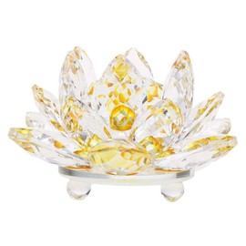 Crystal Crown® Crystal Lotus Flower Solar Spin System Ornament Craft Decoration Home Decoration, 10 CM (Yellow)