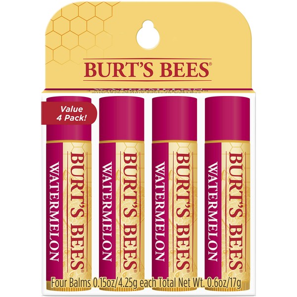 Burt's Bees 100% Natural Origin Moisturizing Lip Balm, Watermelon, 4 Tubes