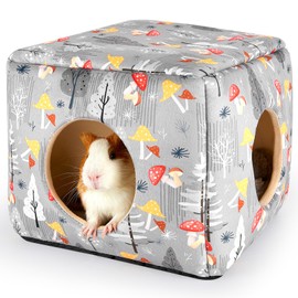 Bienbee Guinea Pig Hideout, Washable Guinea Pig House Cozy Guinea Pig Bed for Small Pet Bunny/Rabbit/Hamster/Chinchilla Guinea Pig Accessories Mushroom