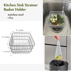 Kitchen Sink Strainer with Sink Basket Holder and 200 Strainer Net Bags,Food Catcher with Drain Filter Mesh Bag,Mesh Mate Waste Rack Trash Catcher for Leftovers