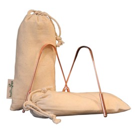 SoulGenie Copper Tan Cleaner with Comfort Grip - Pure Copper - 2 Pack of 2 Hygiene Travel Bags and Storage Bags - Set of 4