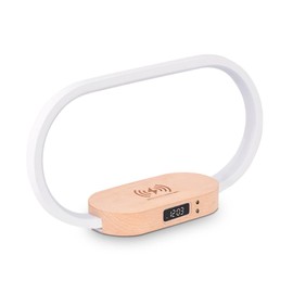 NCONCO Table Lamp Bedside Light with Wireless Charger Clock USB Port Stepless Dimming Touch Lamp