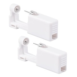 JFGDVW 2 Pcs Self Disposable Metal Ear Piercing Kit, Safe,Sterile And No Pain Ear Piercing Gun, For Girls, Women And Men(White)