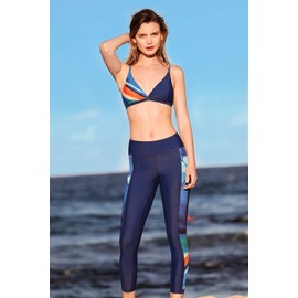 AXESEA High Waist Yoga Pants Compression Leggings Tummy Control Swim Tights UPF 50+ Aurora X-Large