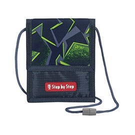 Step by Step Wild T-Rex Toro Neck Pouch with Window, Zip Coin Pocket, Key Attachment, Neck Strap for 1st to 4th Grade, Green/Black, Wild T-rex Taro - Green/Black, Neck pouch